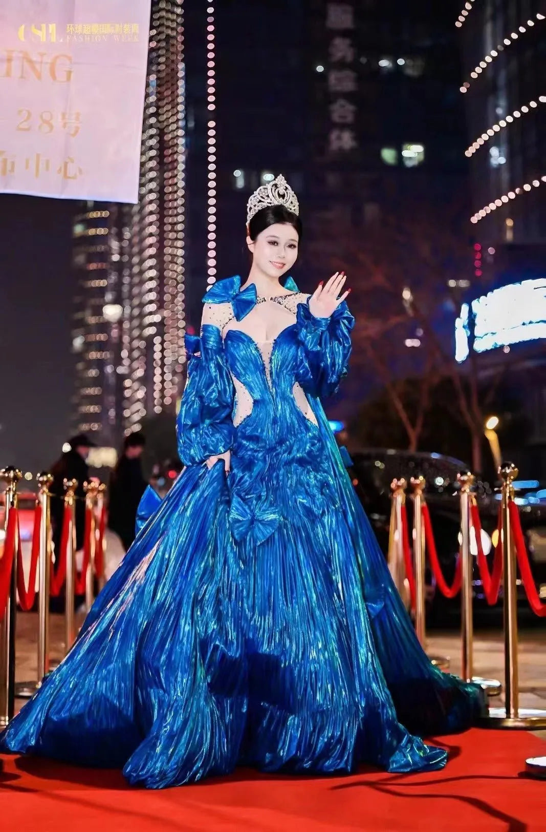 Convertible Peacock Pageant Dresses Detachable Cape Wedding Gown 67559-prom dresses 2025 -Viniodress-Blue-Custom Size-