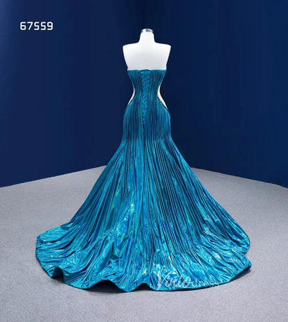 Convertible Peacock Pageant Dresses Detachable Cape Wedding Gown 67559-prom dresses 2025 -Viniodress-Blue-Custom Size-