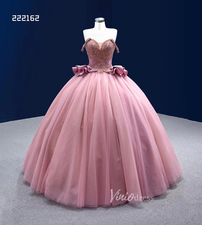 Convertible Pink Sweet 16 Dress Cinderella Ball Gown Debut Dresses 222162-Quinceanera Dresses 2025 -Viniodress-Pink-Custom Size-