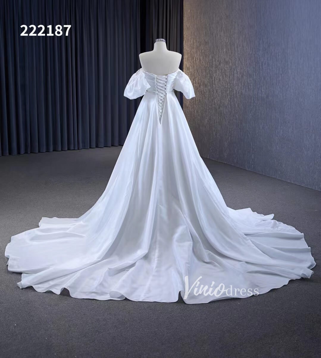 Convertible Short Wedding Dresses with Detachable Train 222187-wedding dresses 2025 -Viniodress-Ivory-Custom Size-