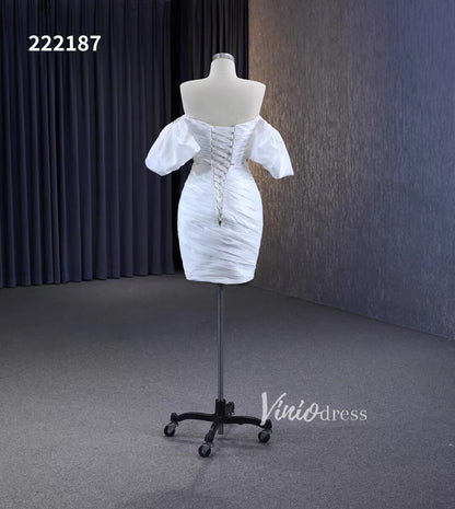 Convertible Short Wedding Dresses with Detachable Train 222187-wedding dresses 2025 -Viniodress-Ivory-Custom Size-