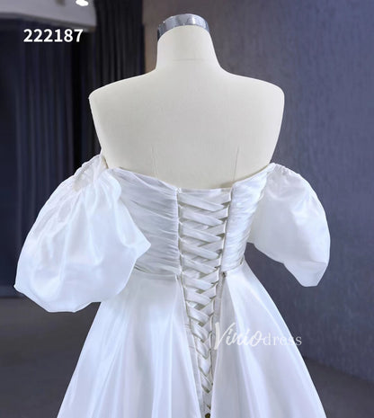 Convertible Short Wedding Dresses with Detachable Train 222187-wedding dresses 2025 -Viniodress-Ivory-Custom Size-