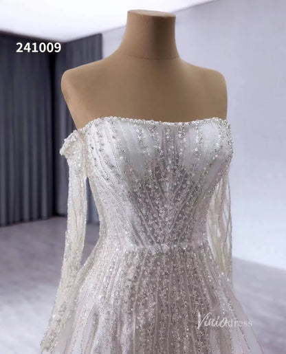 Convertible Wedding Dress with Removable Modest High Neck Bolero 241009-wedding dresses 2025 -Viniodress-Ivory-Custom Size-