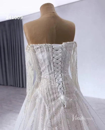 Convertible Wedding Dress with Removable Modest High Neck Bolero 241009-wedding dresses 2025 -Viniodress-Ivory-Custom Size-