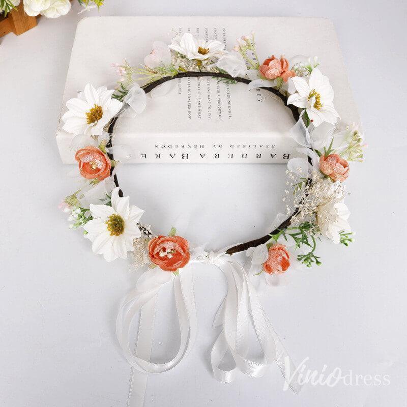 Coral and White Floral Crowns AC1262-Floral Crowns 2025 -Viniodress-As Picture-