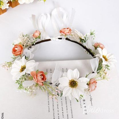 Coral and White Floral Crowns AC1262-Floral Crowns 2025 -Viniodress-As Picture-