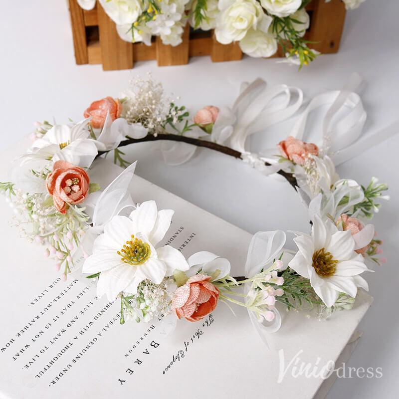 Coral and White Floral Crowns AC1262-Floral Crowns 2025 -Viniodress-As Picture-