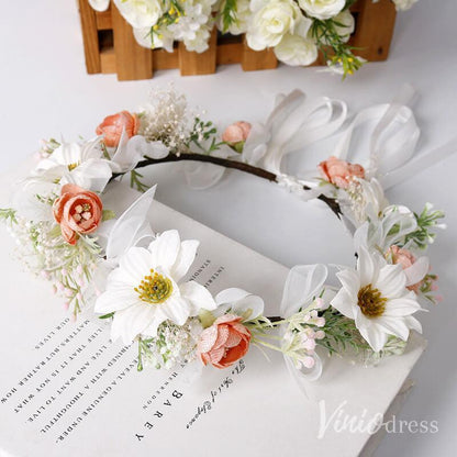 Coral and White Floral Crowns AC1262-Floral Crowns 2025 -Viniodress-As Picture-