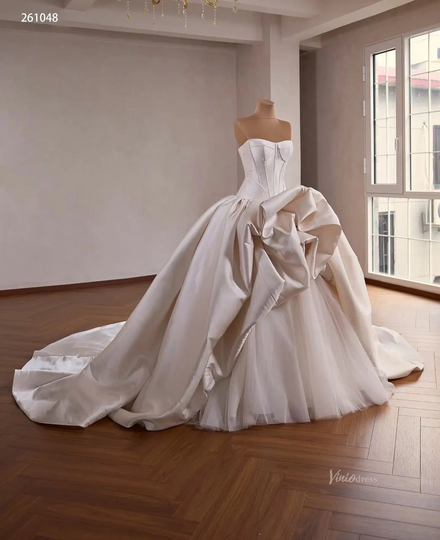 261048 1meter-wedding dresses 2026-Viniodress-Champagne-Custom Size – Add Measurements in Cart-