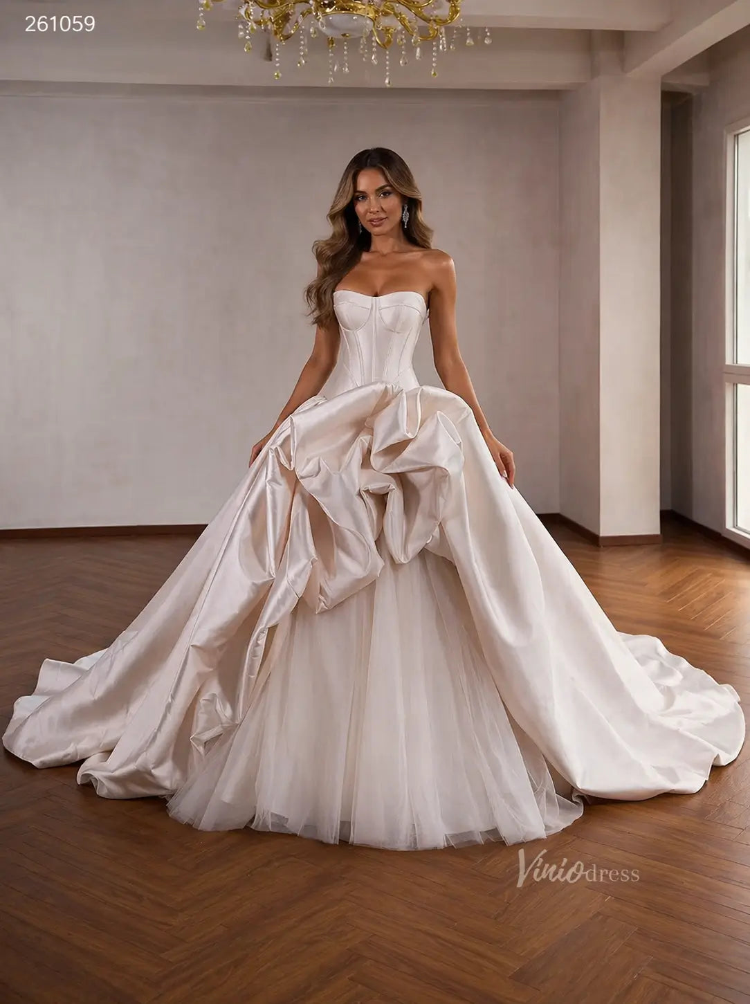 261048 1meter-wedding dresses 2026-Viniodress-Champagne-Custom Size – Add Measurements in Cart-