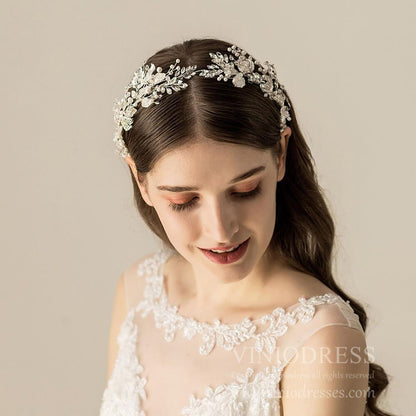 Crystal and Pearl Bridal Hair Vine AC1198-Headpieces 2025 -Viniodress-Headband-