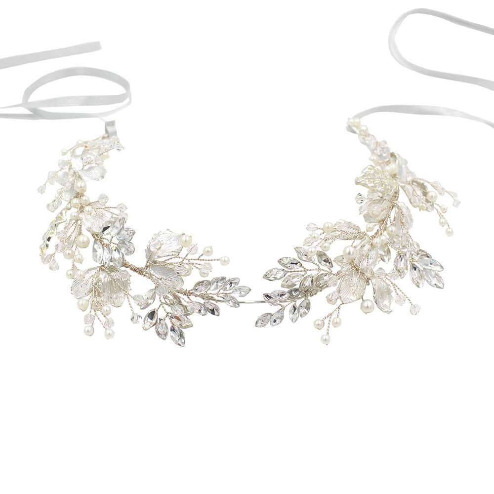 Crystal and Pearl Bridal Hair Vine AC1198-Headpieces 2025 -Viniodress-Headband-