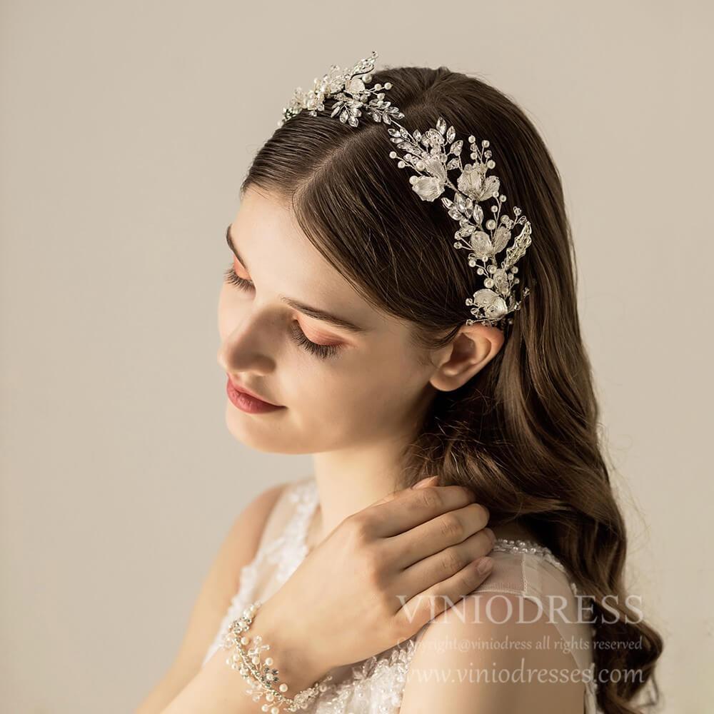 Crystal and Pearl Bridal Hair Vine AC1198-Headpieces 2025 -Viniodress-Headband-