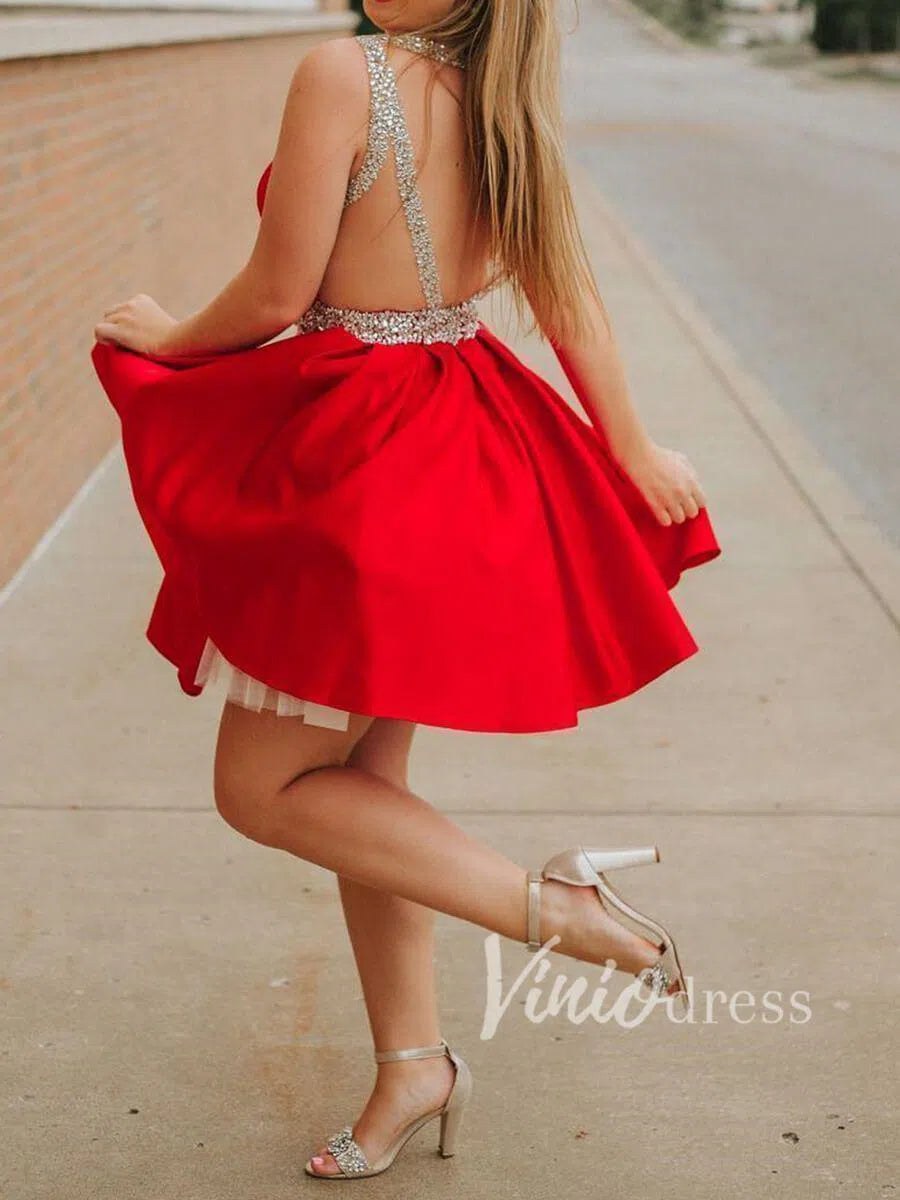 Short Prom Dresses 2025 Crystal Beaded Red Homecoming Dresses Open Back SD1126-homecoming dresses-Viniodress-Red-Custom Size-Viniodress