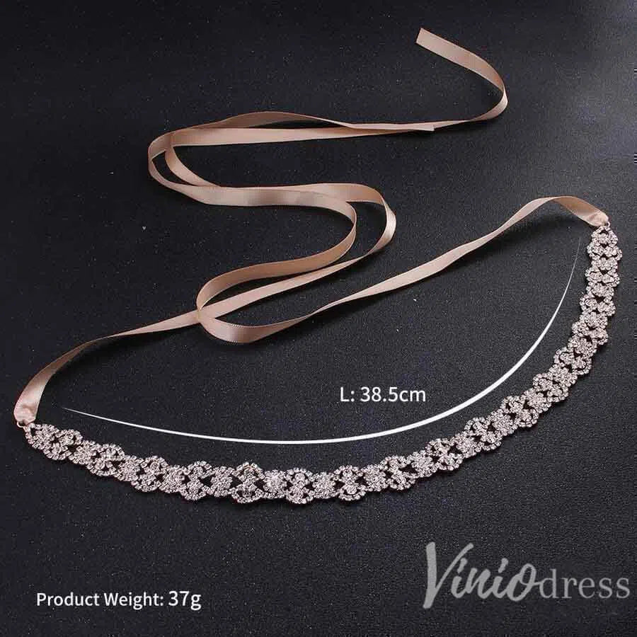 Crystal Bridal Sashes Viniodress AC1037-Sashes & Belts 2025 -Viniodress-Rose Gold-