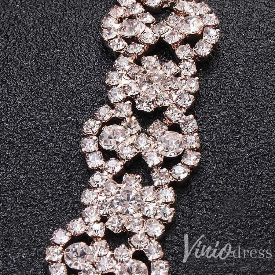 Crystal Bridal Sashes Viniodress AC1037-Sashes & Belts 2025 -Viniodress-Rose Gold-