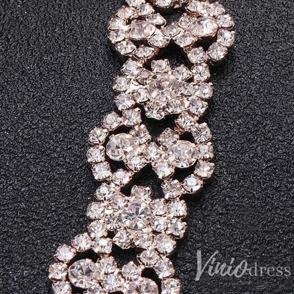 Crystal Bridal Sashes Viniodress AC1037-Sashes & Belts 2025 -Viniodress-Rose Gold-