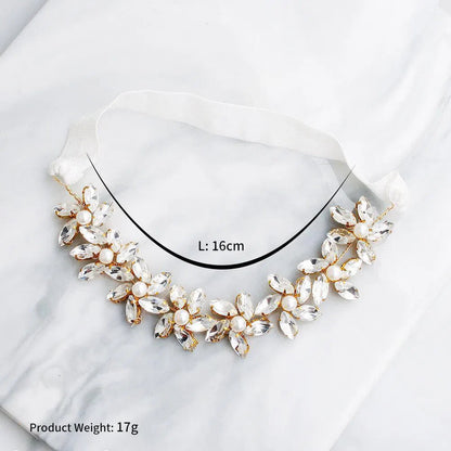 Crystal Flower Bridal Garter with Pearls AC1033-Bridal Jewelry 2025 -Viniodress-Gold-