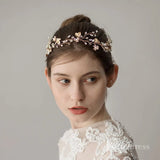 Crystal Gold Leaf Wedding Headband Viniodress ACC1120-Headpieces-Viniodress-Gold-Viniodress