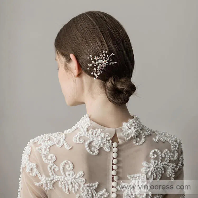 Crystal Scattered Sprig Hairpin Viniodress ACC1122-Headpieces 2025 -Viniodress-Silver-