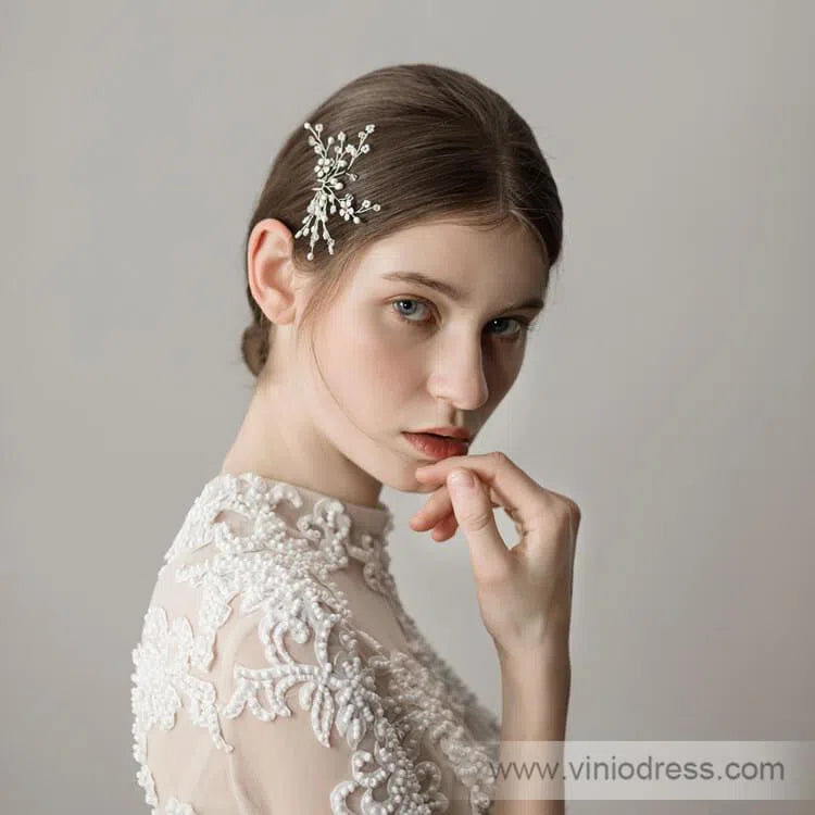 Crystal Scattered Sprig Hairpin Viniodress ACC1122-Headpieces 2025 -Viniodress-Silver-