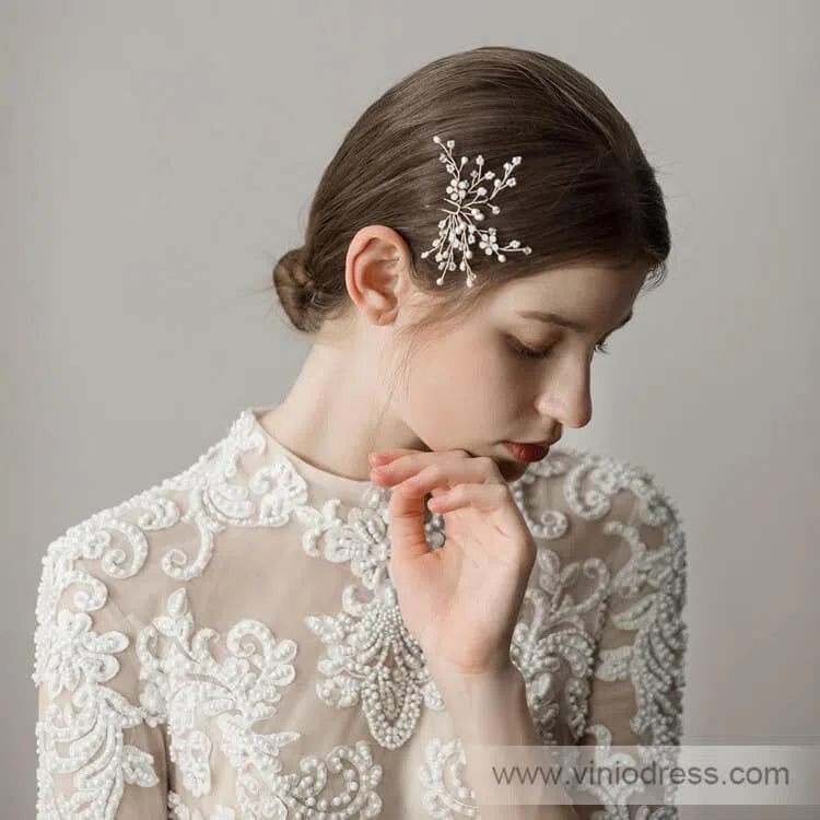 Crystal Scattered Sprig Hairpin Viniodress ACC1122-Headpieces 2025 -Viniodress-Silver-