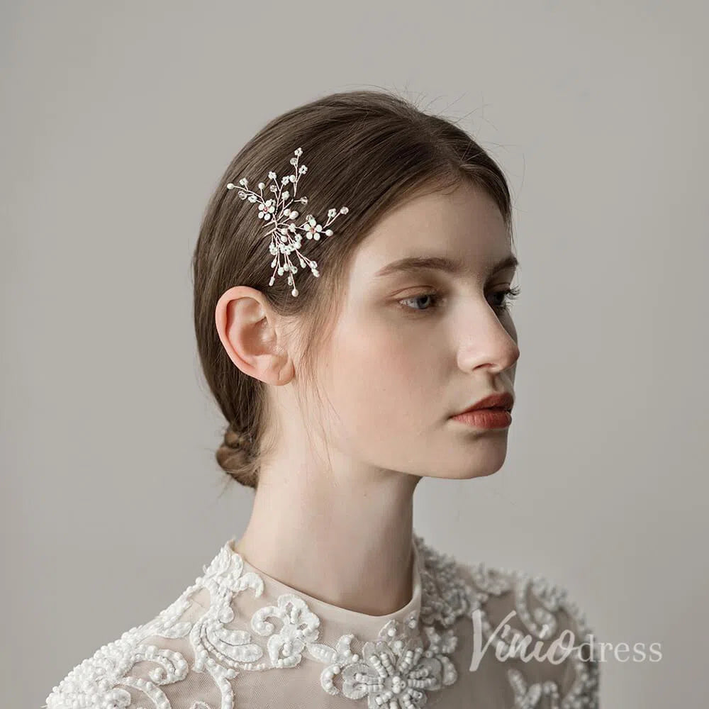 Crystal Scattered Sprig Hairpin Viniodress ACC1122-Headpieces-Viniodress-Silver-Viniodress