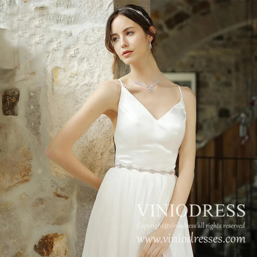 Crystal Spray Bridal Sash AC1031-Sashes & Belts 2025 -Viniodress-Rose Gold-