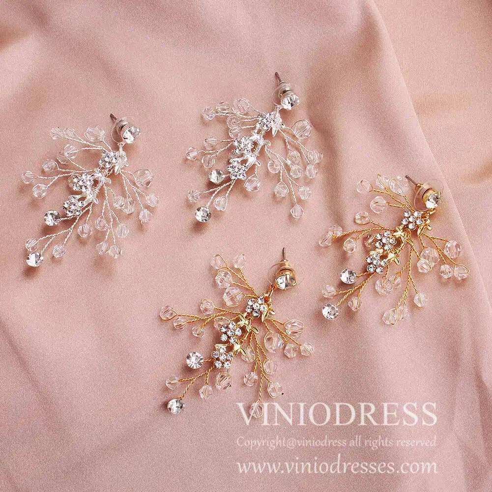 Crystal Spray Earrings AC1079-Bridal Jewelry-Viniodress-Viniodress