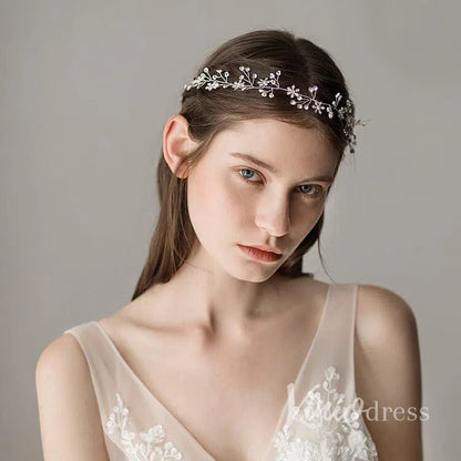 Crystal Sprig Bridal Headpiece Headband ACC1099-Headpieces 2025 -Viniodress-Silver-