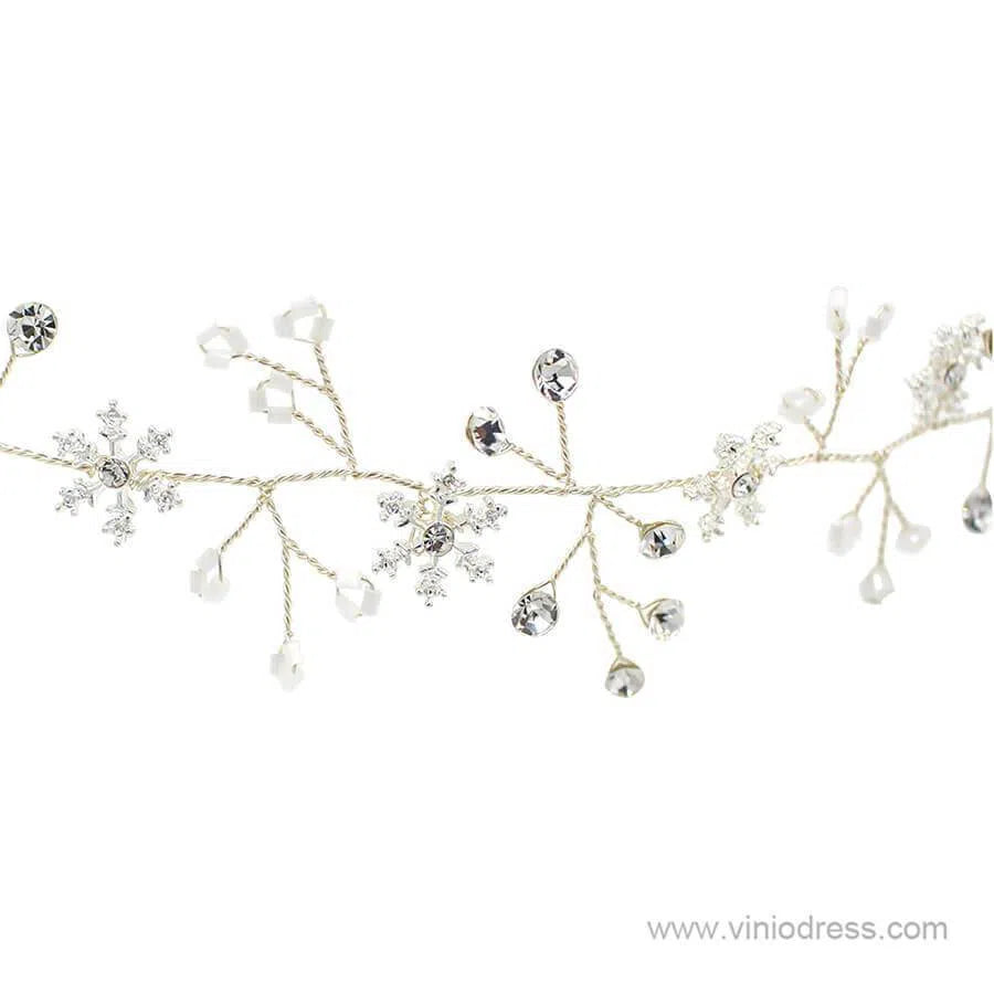 Crystal Sprig Bridal Headpiece Headband ACC1099-Headpieces 2025 -Viniodress-Silver-