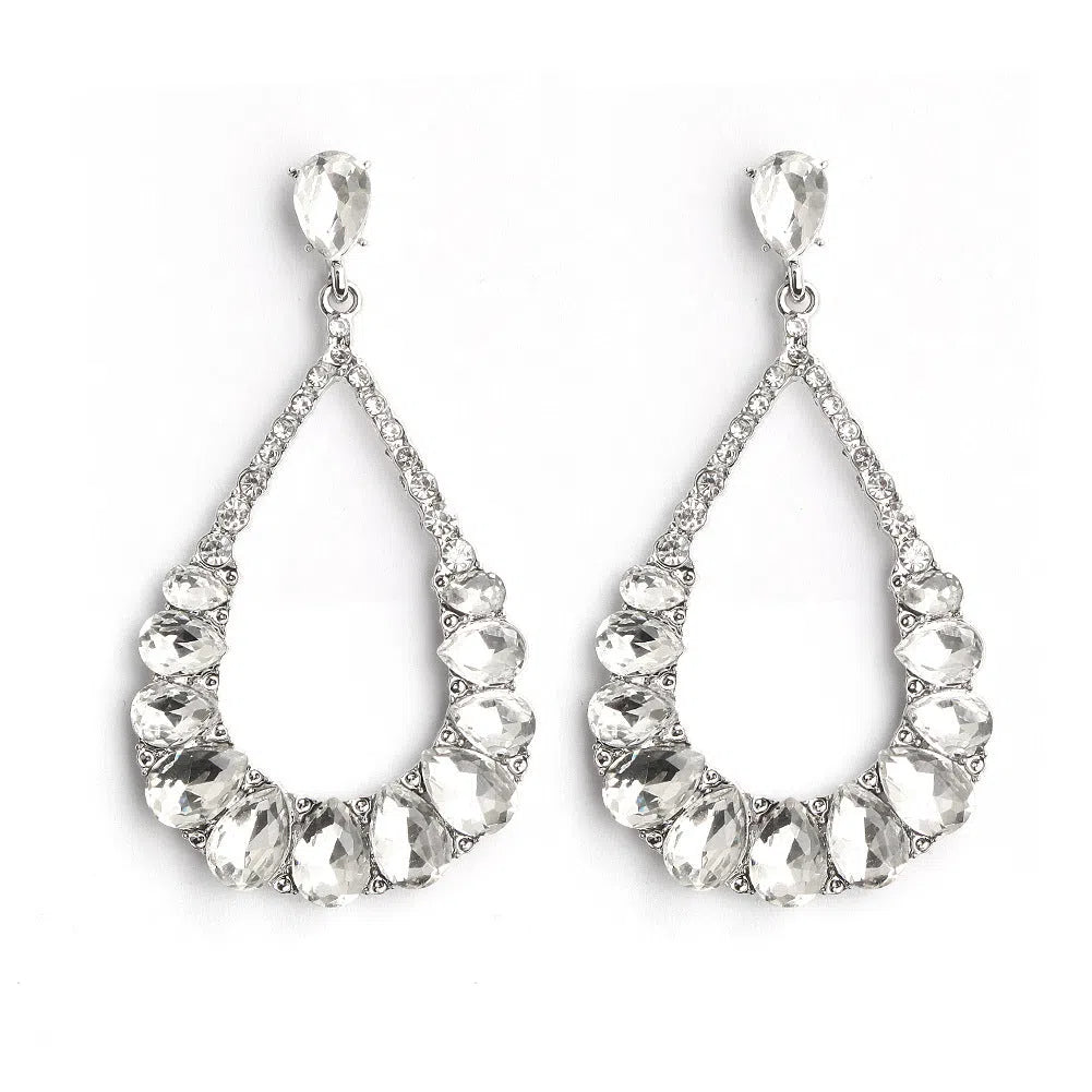 Crystal Teardrop Earrings for Prom AC1074-Bridal Jewelry-Viniodress-Silver-Viniodress