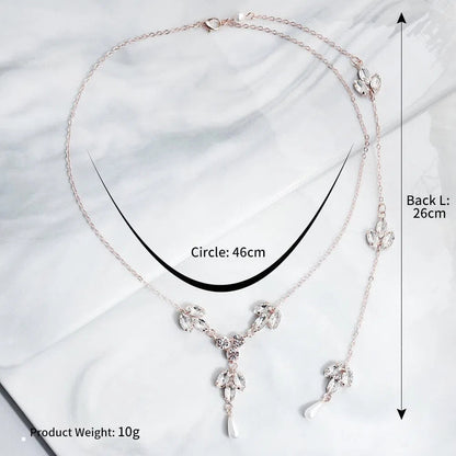 Crystals and Pearls Tie Backdrop Necklace Viniodress AC1026-Bridal Jewelry 2025 -Viniodress-Rose Gold-