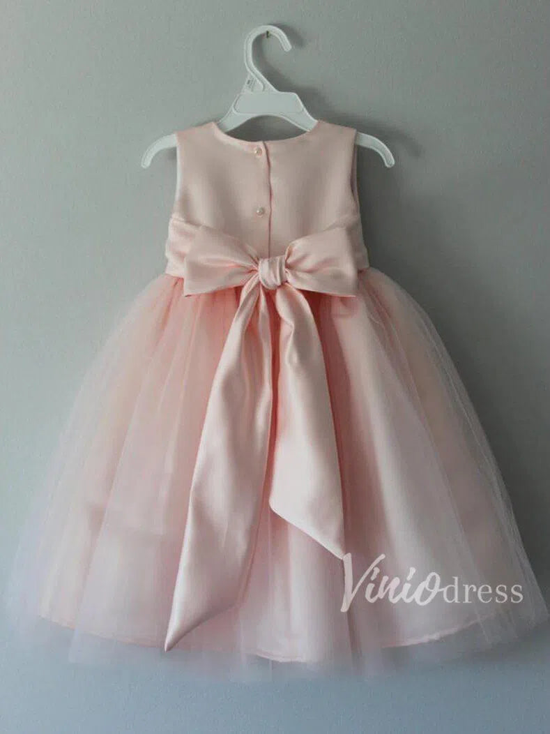 Cute 3D Rose Appliqué Blush Pink Flower Girl Dresses GL1001-flower girl dresses 2025 -Viniodress-Blush Pink-Custom Size-