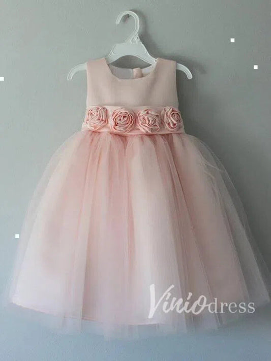 Cute 3D Rose Appliqué Blush Pink Flower Girl Dresses GL1001-flower girl dresses 2025 -Viniodress-Blush Pink-Custom Size-