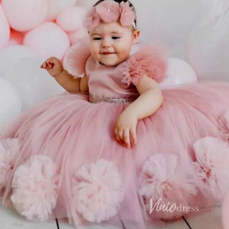 Cute Baby Pink Tulle Flower Girl Dresses GL1114-flower girl dresses 2025 -Viniodress-Pink-Custom Size-