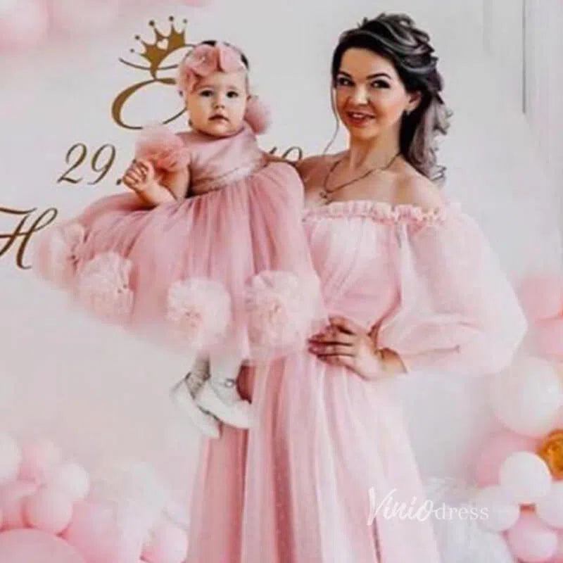 Cute Baby Pink Tulle Flower Girl Dresses GL1114-flower girl dresses 2025 -Viniodress-Pink-Custom Size-