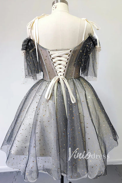 Cute Black Sparkly Homecoming Dresses for Teens SD1224-Homecoming Dresses 2025 -Viniodress-Black-Custom Size-