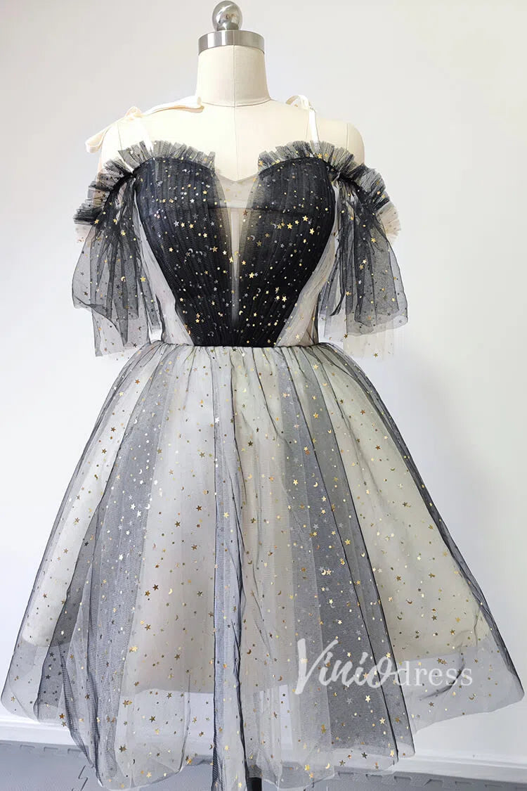 Cute Black Sparkly Homecoming Dresses for Teens SD1224-Homecoming Dresses 2025 -Viniodress-Black-Custom Size-