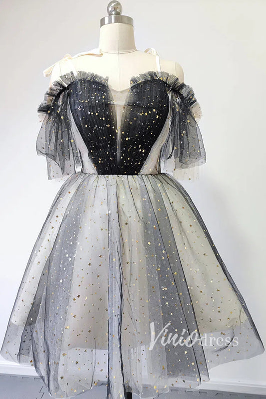 Cute Black Sparkly Homecoming Dresses for Teens SD1224-Homecoming Dresses 2025 -Viniodress-Black-Custom Size-