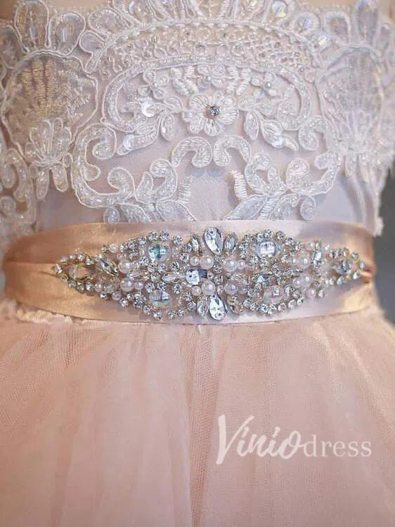 Cute Blush Pink Flower Girl Dresses with Tiered Skirt GL1004-flower girl dresses 2025 -Viniodress-Blush Pink-Custom Size-