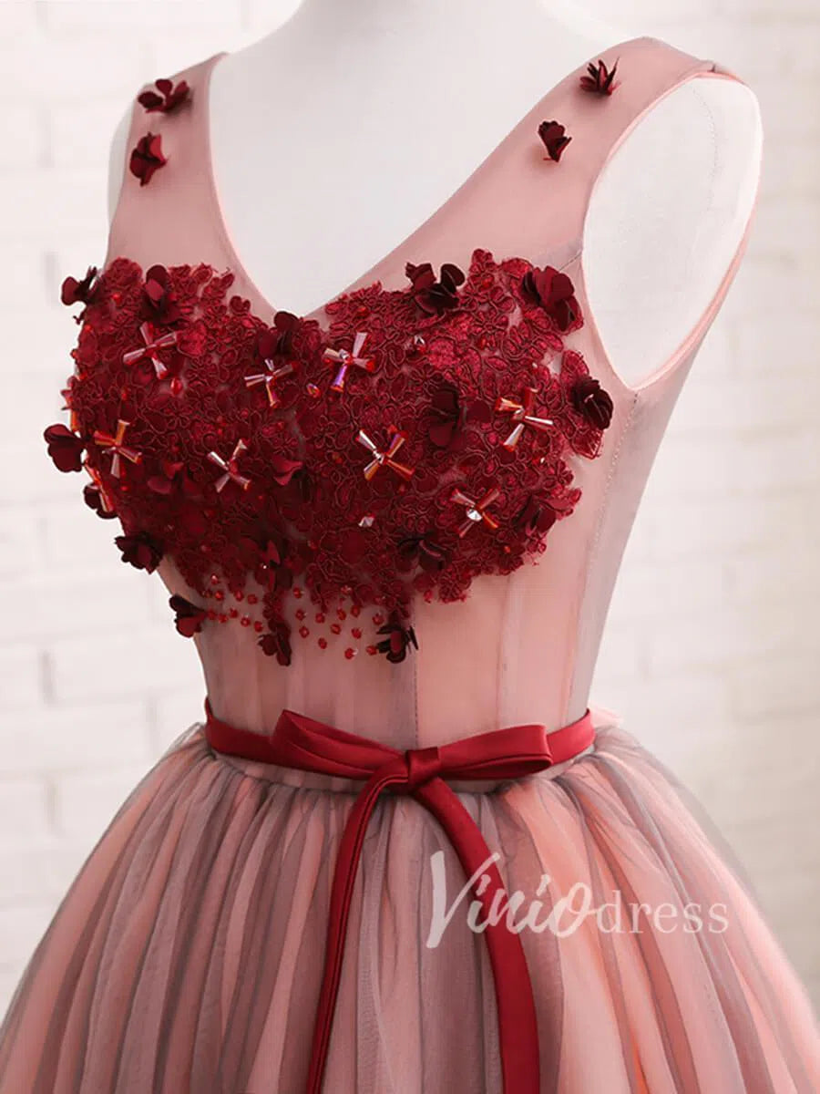 Short Prom Dresses 2025 Cute Dark Red Homecoming Dresses Corset Back SD1173-homecoming dresses-Viniodress-Burgundy-Custom Size-Viniodress