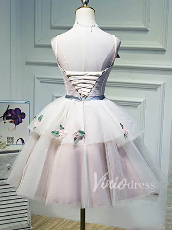 Short Prom Dresses 2025 Cute Floral Short Homecoming Dresses SD1002-homecoming dresses-Viniodress-Pink-Custom Size-Viniodress