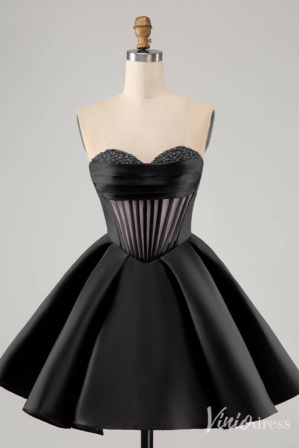 Cute Fuchsia Sweetheart Homecoming Dresses A Line Satin Back to School Dress S24016-prom dresses 2025 -Viniodress-Black-Custom Size-