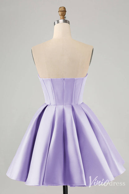 Cute Fuchsia Sweetheart Homecoming Dresses A Line Satin Back to School Dress S24016-prom dresses 2025 -Viniodress-Fuchsia-Custom Size-