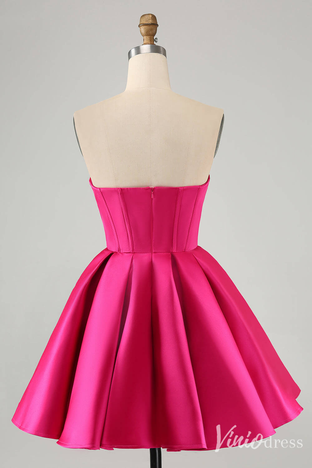 Cute Fuchsia Sweetheart Homecoming Dresses A Line Satin Back to School Dress S24016-prom dresses 2025 -Viniodress-Fuchsia-Custom Size-
