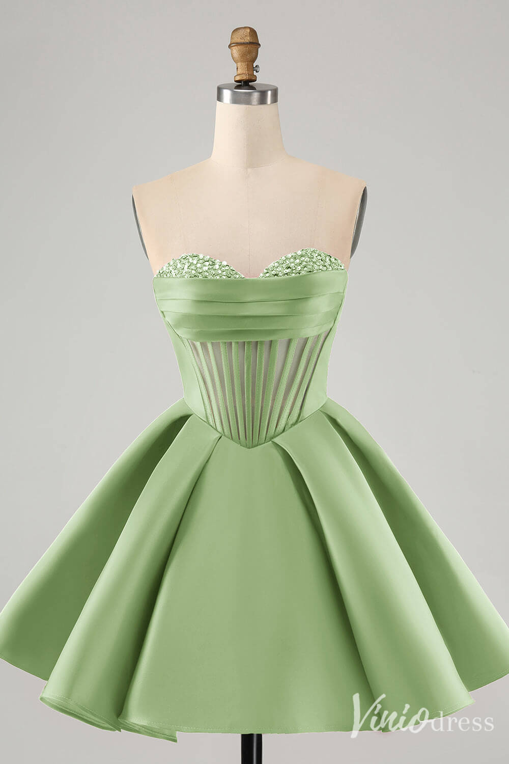 Cute Fuchsia Sweetheart Homecoming Dresses A Line Satin Back to School Dress S24016-prom dresses 2025 -Viniodress-Green-Custom Size-