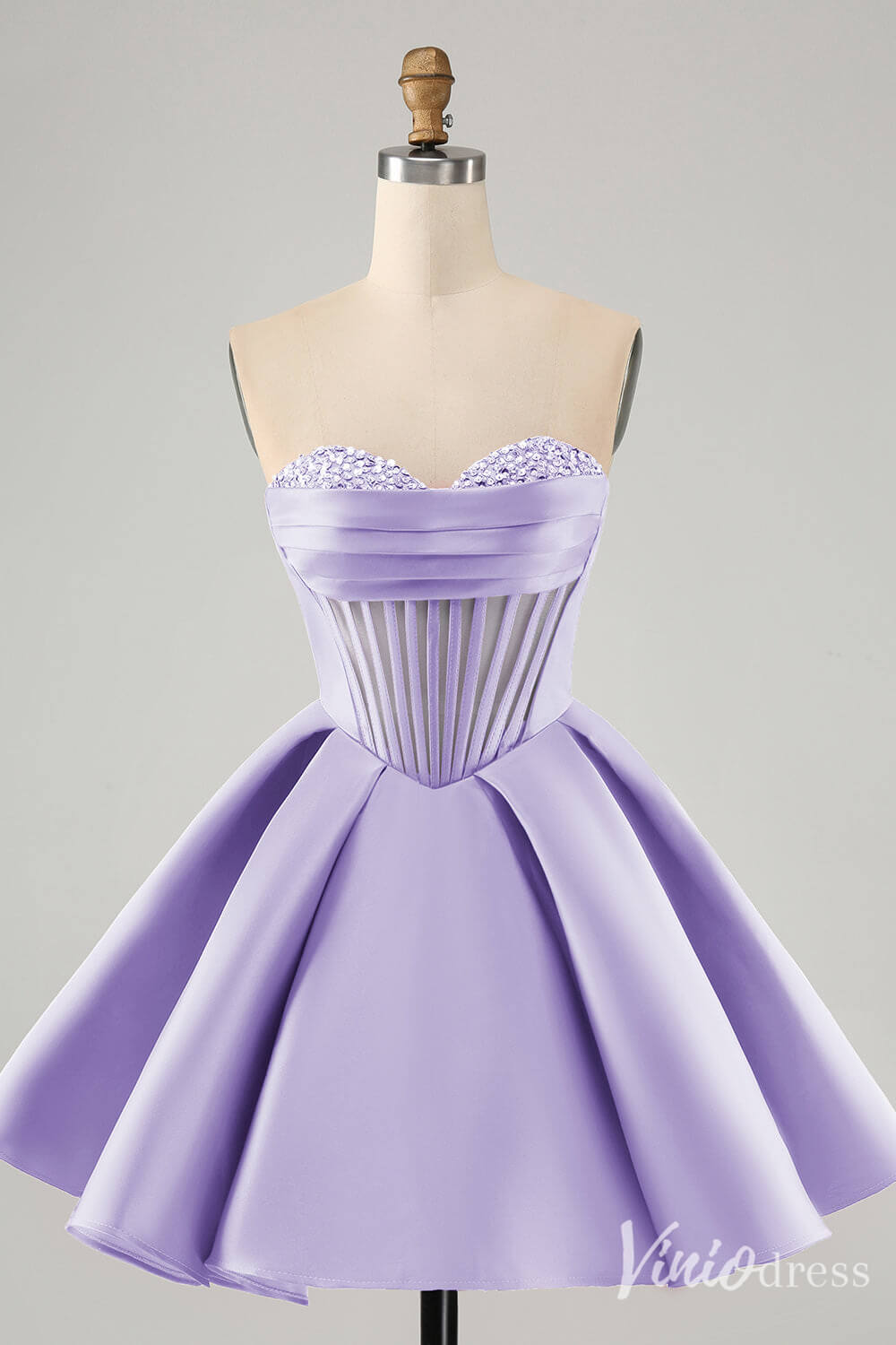 Cute Fuchsia Sweetheart Homecoming Dresses A Line Satin Back to School Dress S24016-prom dresses 2025 -Viniodress-Lavender-Custom Size-