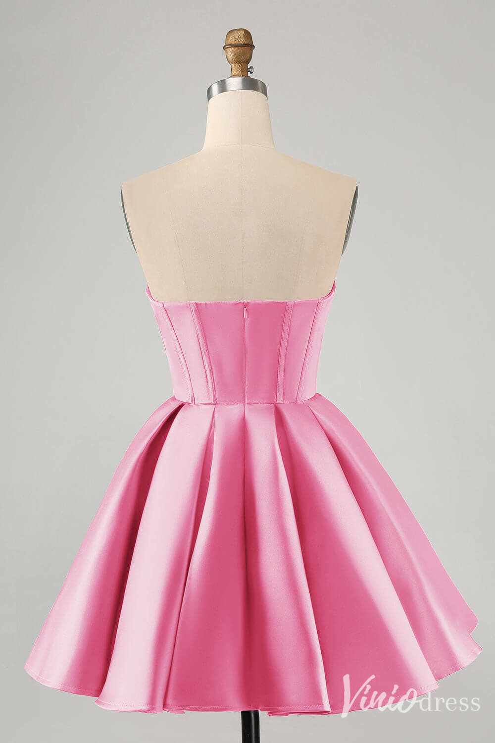 Cute Fuchsia Sweetheart Homecoming Dresses A Line Satin Back to School Dress S24016-prom dresses-Viniodress-Viniodress