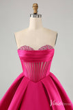 Cute Fuchsia Sweetheart Homecoming Dresses A Line Satin Back to School Dress S24016-prom dresses-Viniodress-Viniodress